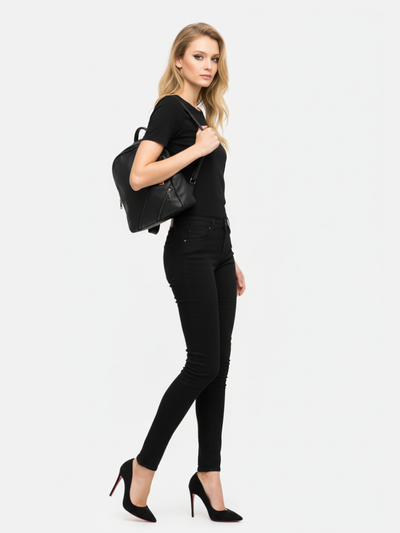 Medium Canva Slide Backpack in Navy Black Grained Leather 