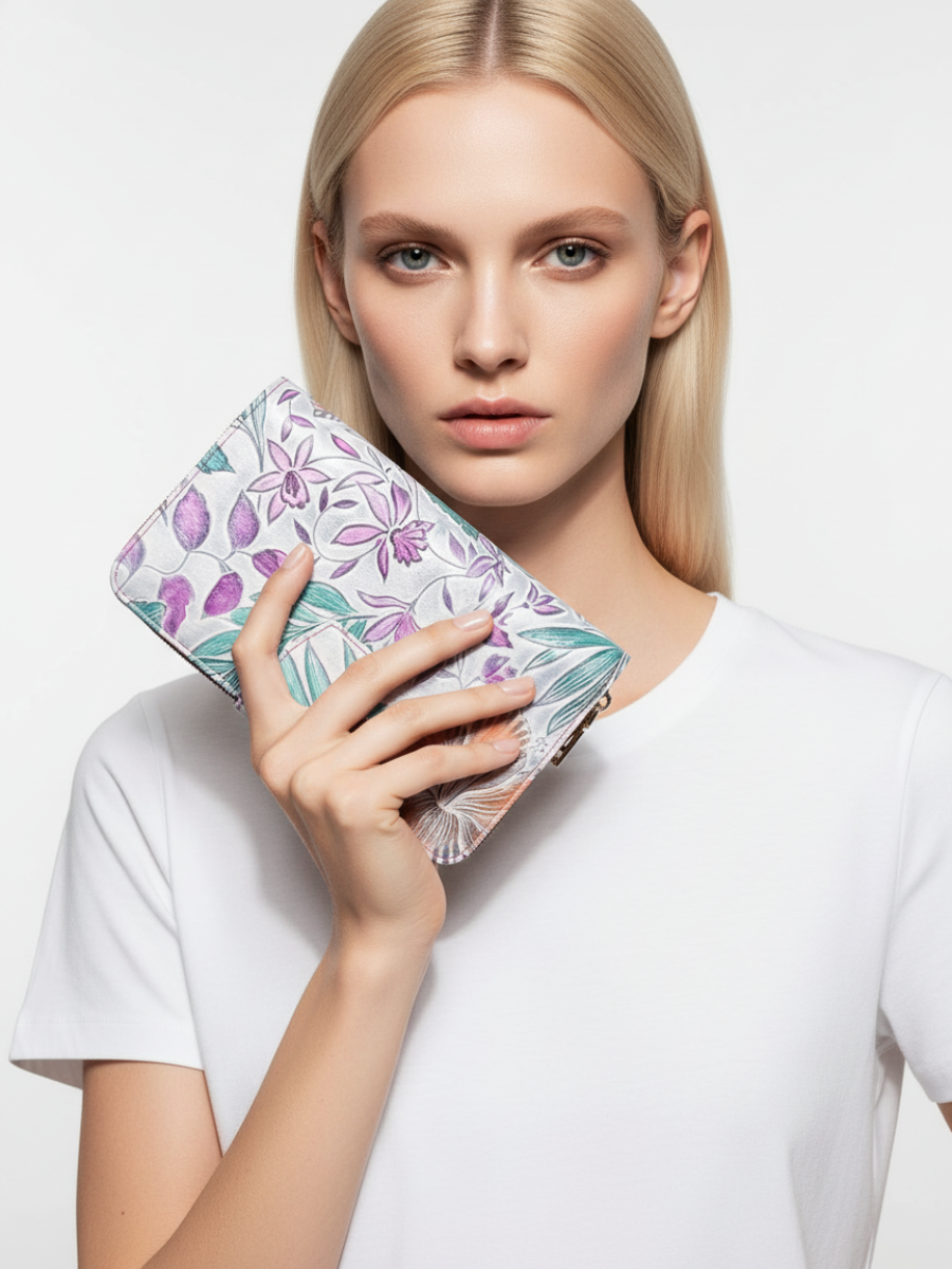 Large Leather Clutch Jardim Botanico 