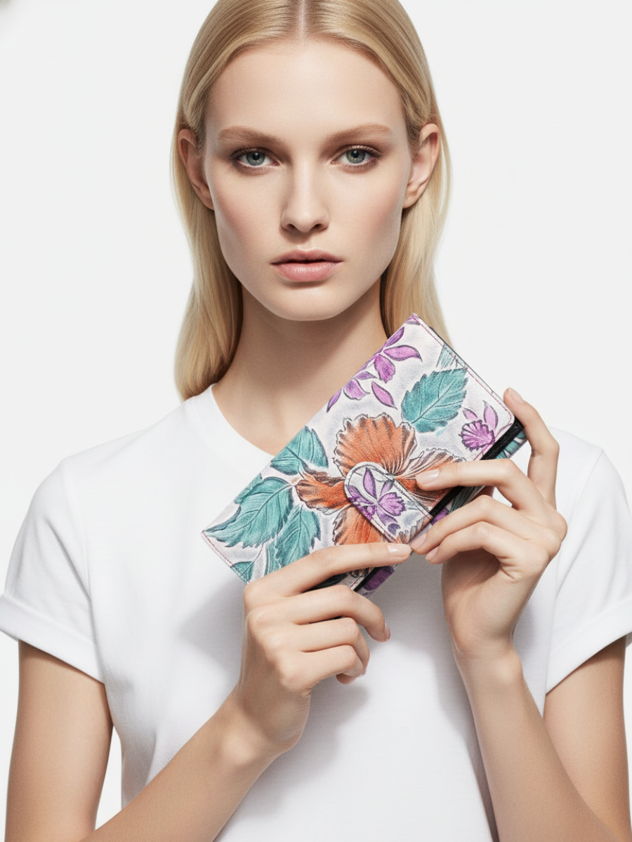 Botanical Garden Leather Medium Clutch 