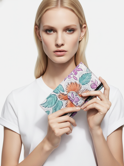 Botanical Garden Leather Medium Clutch 
