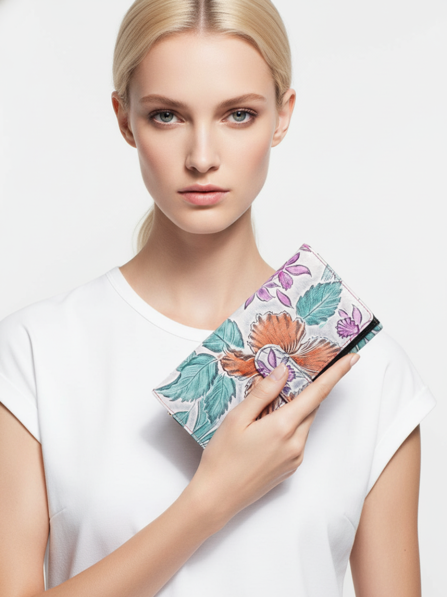 Botanical Garden Leather Medium Clutch 