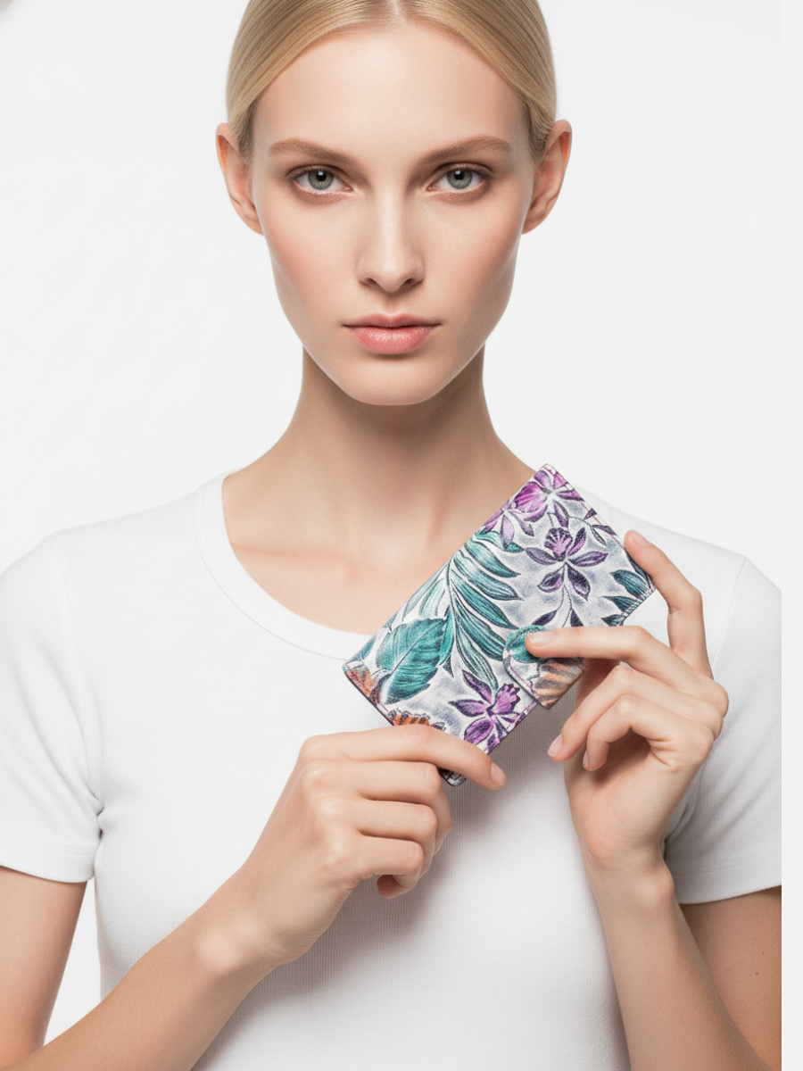 Botanical Garden Small Leather Clutch 