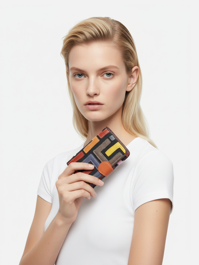 Small Leather Clutch with Applications 