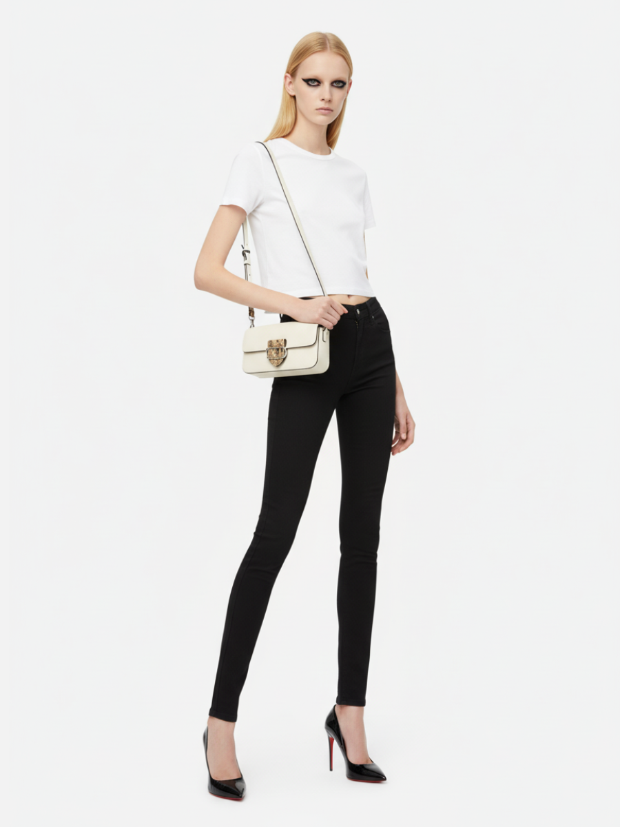 Bolsa Tiracolo Symmetry 26.5 em Couro Marfim Pyton