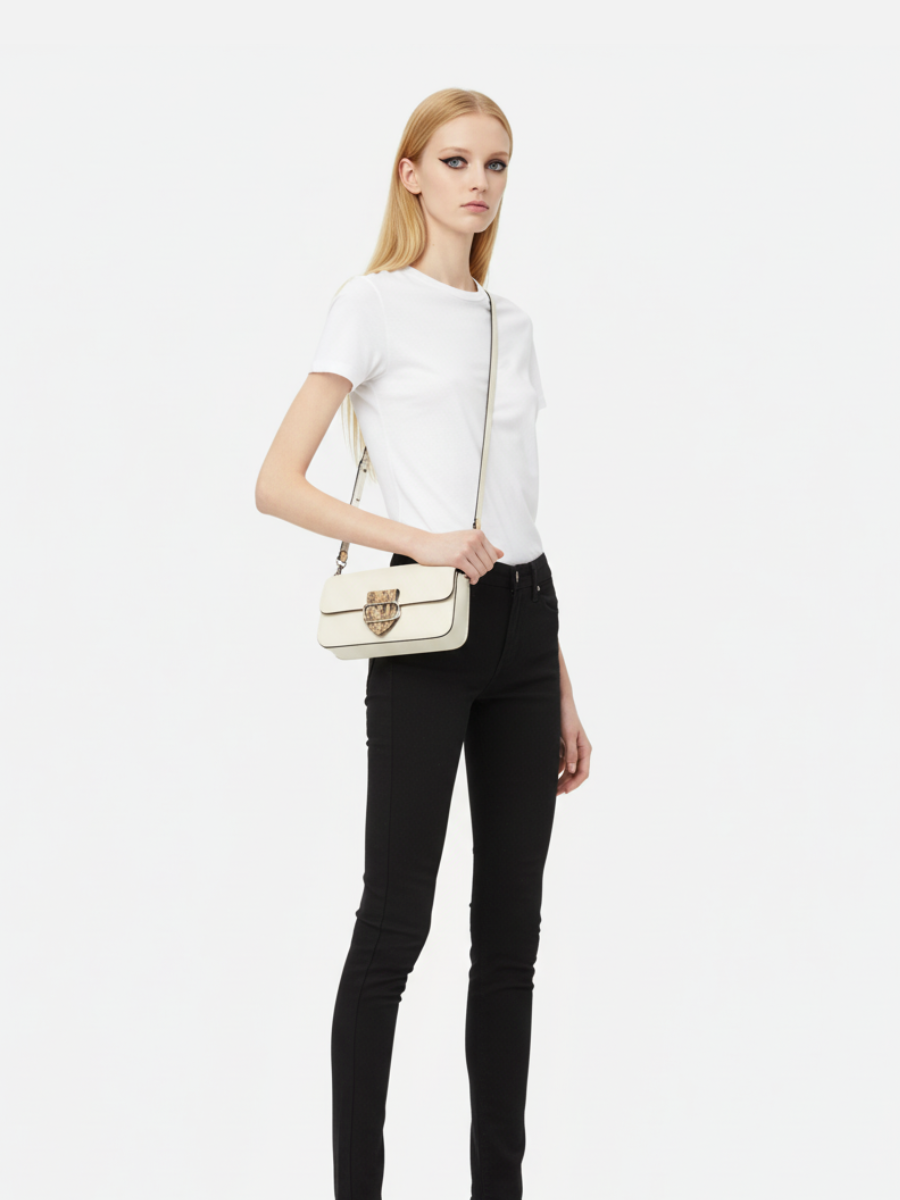 Bolsa Tiracolo Symmetry 26.5 em Couro Marfim Pyton