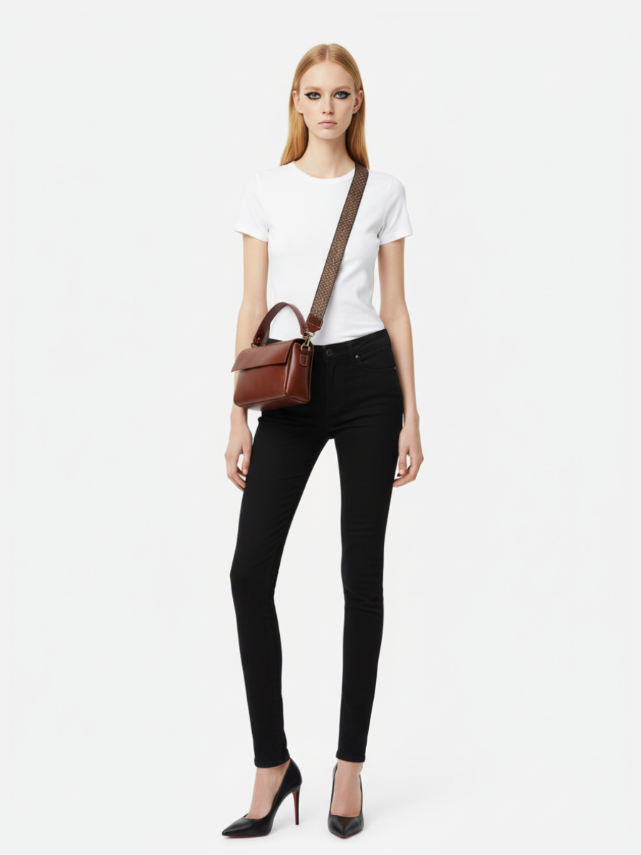 Bolsa Tiracolo Symmetry 27 em Couro Castanho