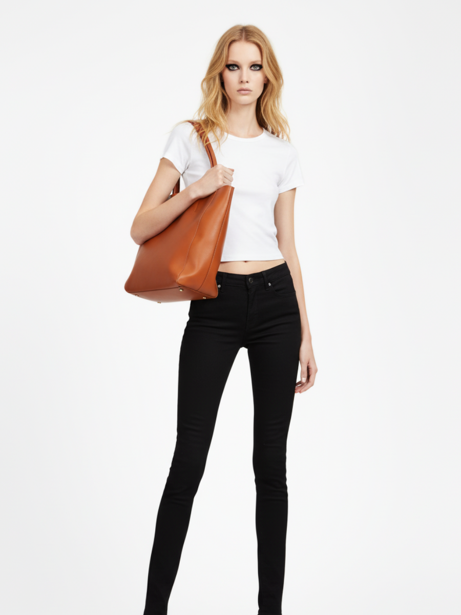 Tote Bag Bongo Média em Couro Mink Brown