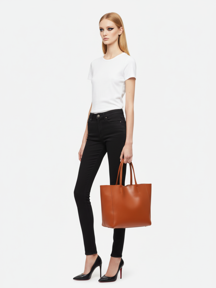 Tote Bag Bongo Média em Couro Mink Brown