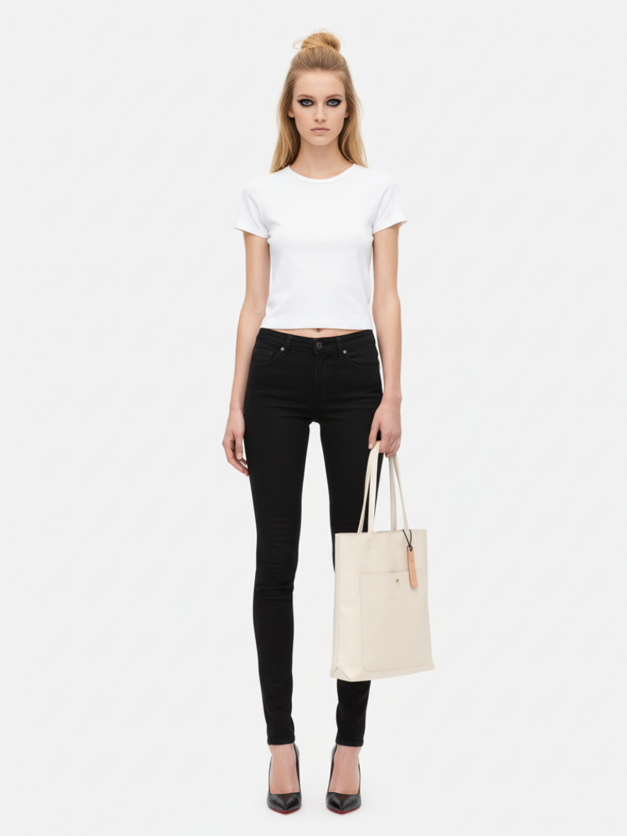 Tote Bag Média Kangaroo em Couro Marfim