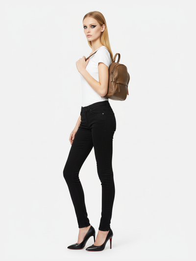 Mochila Bongo Pequena em Couro Navy Brown
