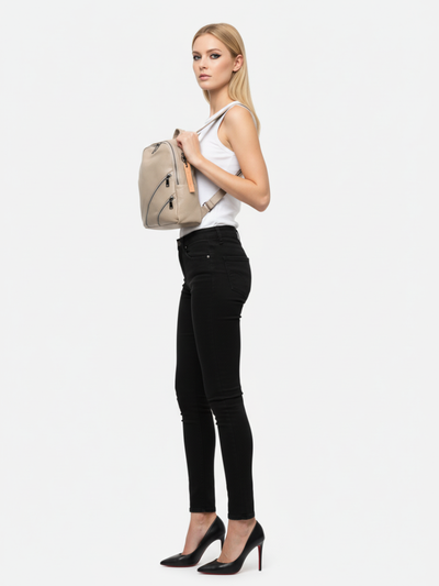 Canva Slide Medium Backpack in Ivory Grained Leather 