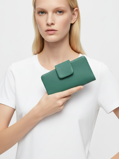 Medium Slung Clutch in Jade Green Leather 