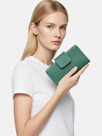 Medium Slung Clutch in Jade Green Leather 