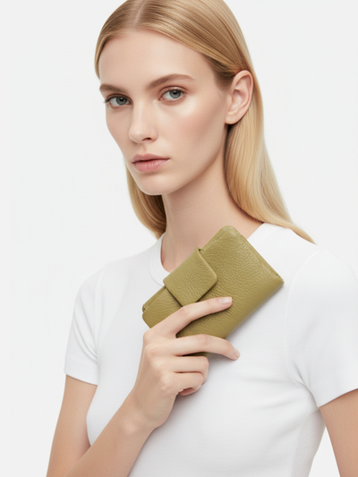 Small Slung Clutch in Green Amazon Leather 