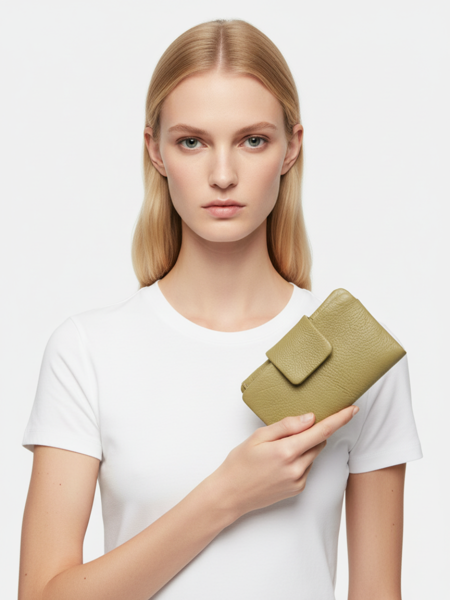 Small Slung Clutch in Green Amazon Leather 