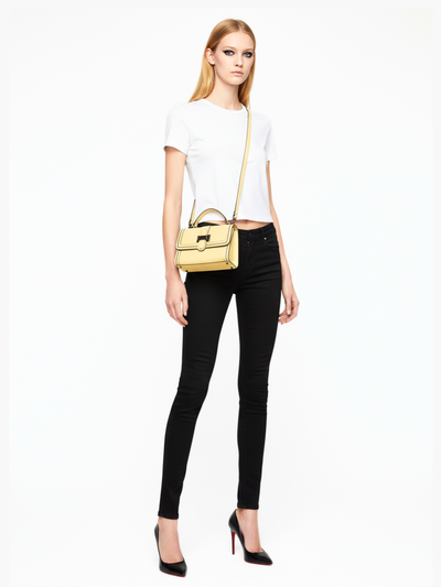 Bolsa Tiracolo Symmetry 23 em Couro Mink Brown Rebitado