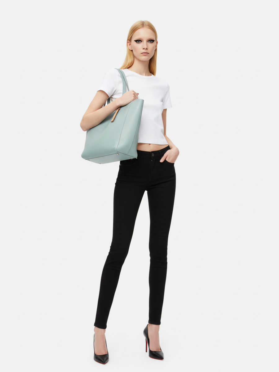 Tote Bag Bongo Média em Couro Light Ocean