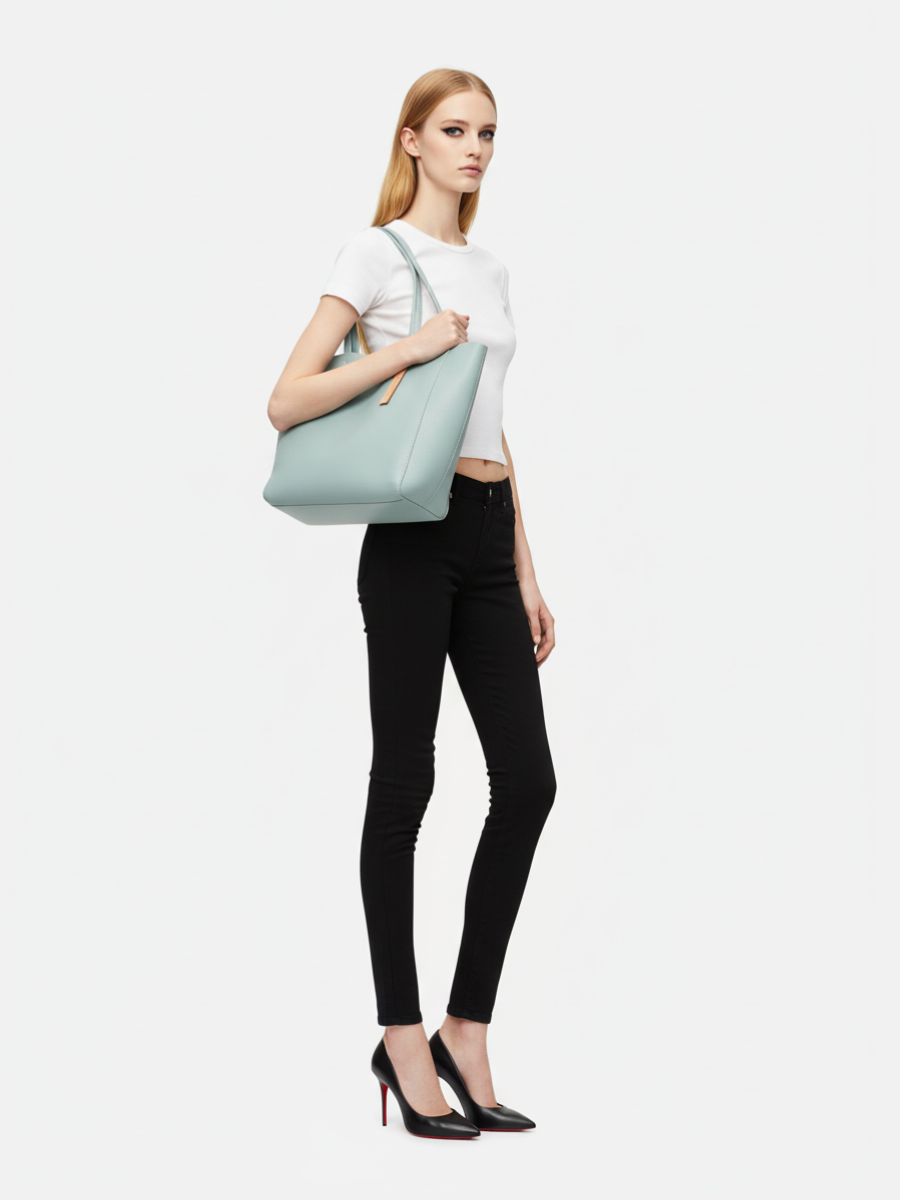 Tote Bag Bongo Média em Couro Light Ocean