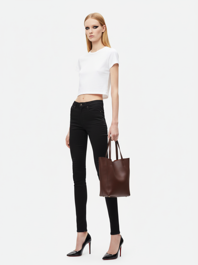 Tote Bag Bongo Pequena em Couro Chocolate