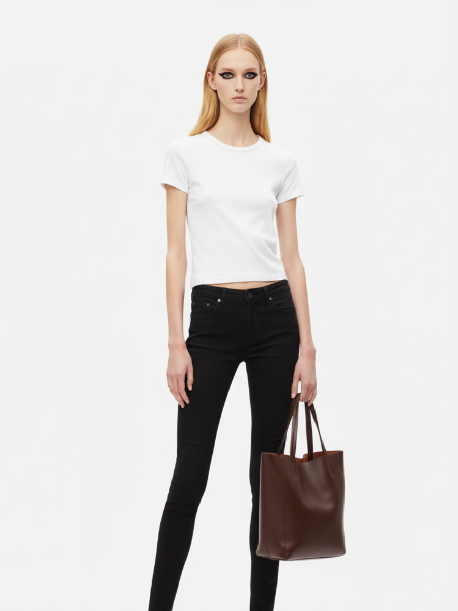 Tote Bag Bongo Pequena em Couro Chocolate