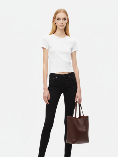 Tote Bag Bongo Pequena em Couro Chocolate