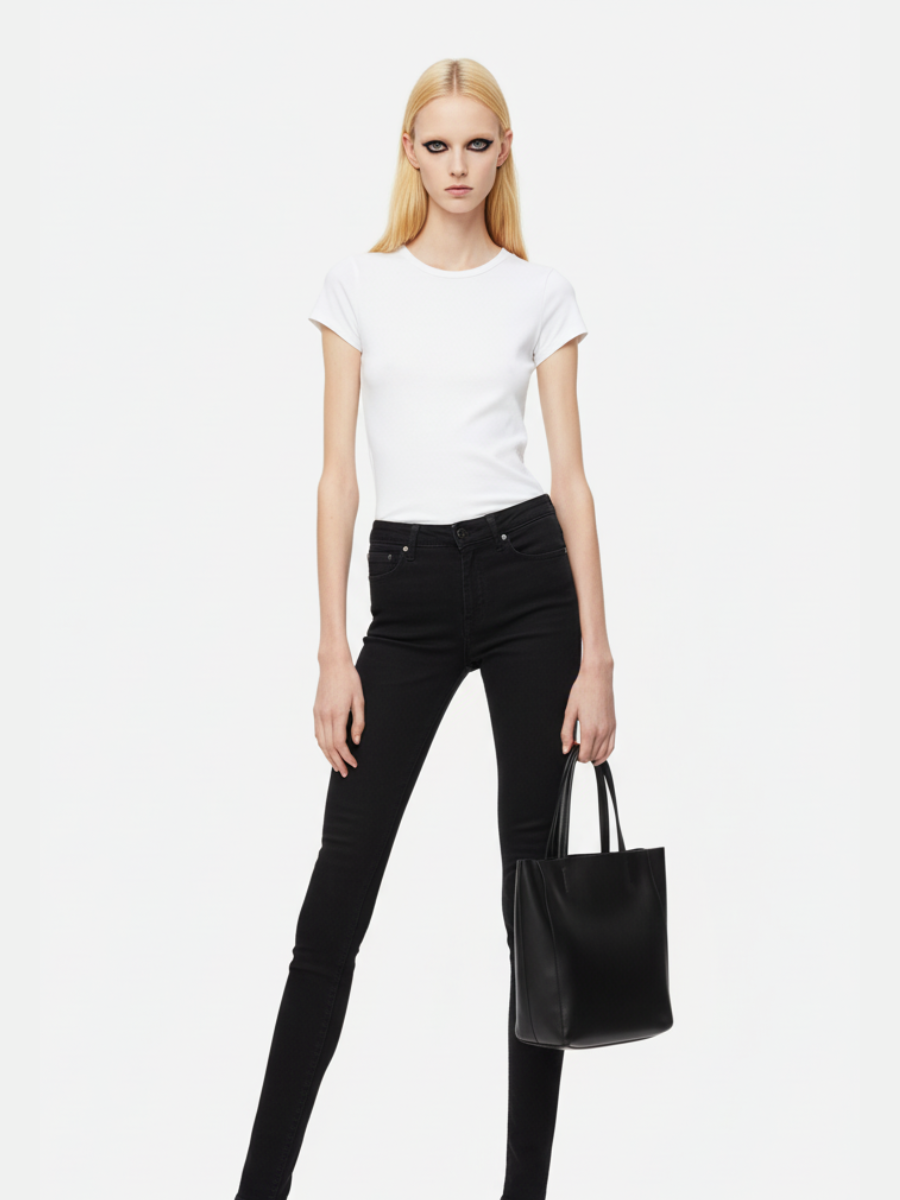 Tote Bag Bongo Pequena em Couro Navy Black