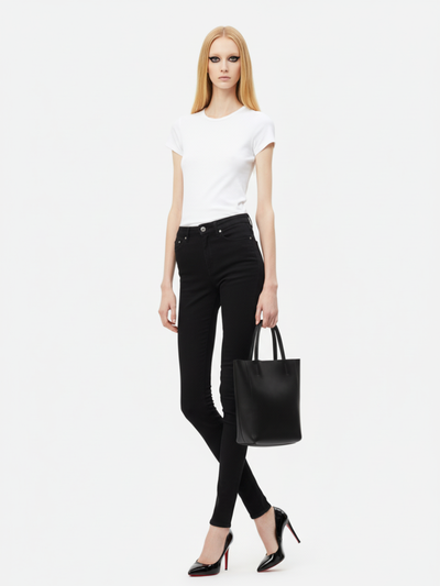 Tote Bag Bongo Pequena em Couro Navy Black