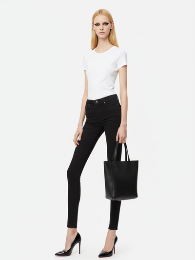 Tote Bag Bongo Pequena em Couro Navy Black