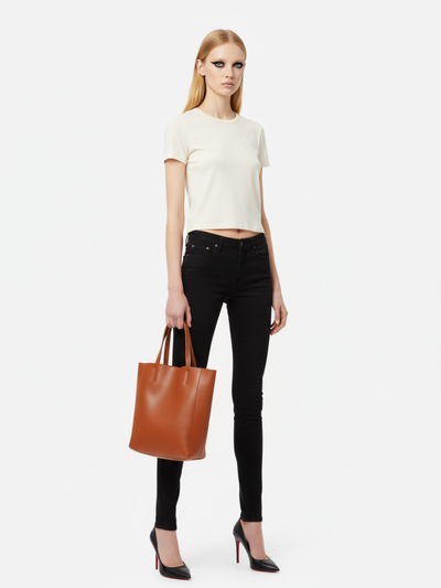 Tote Bag Bongo Pequena em Couro Mink Brown