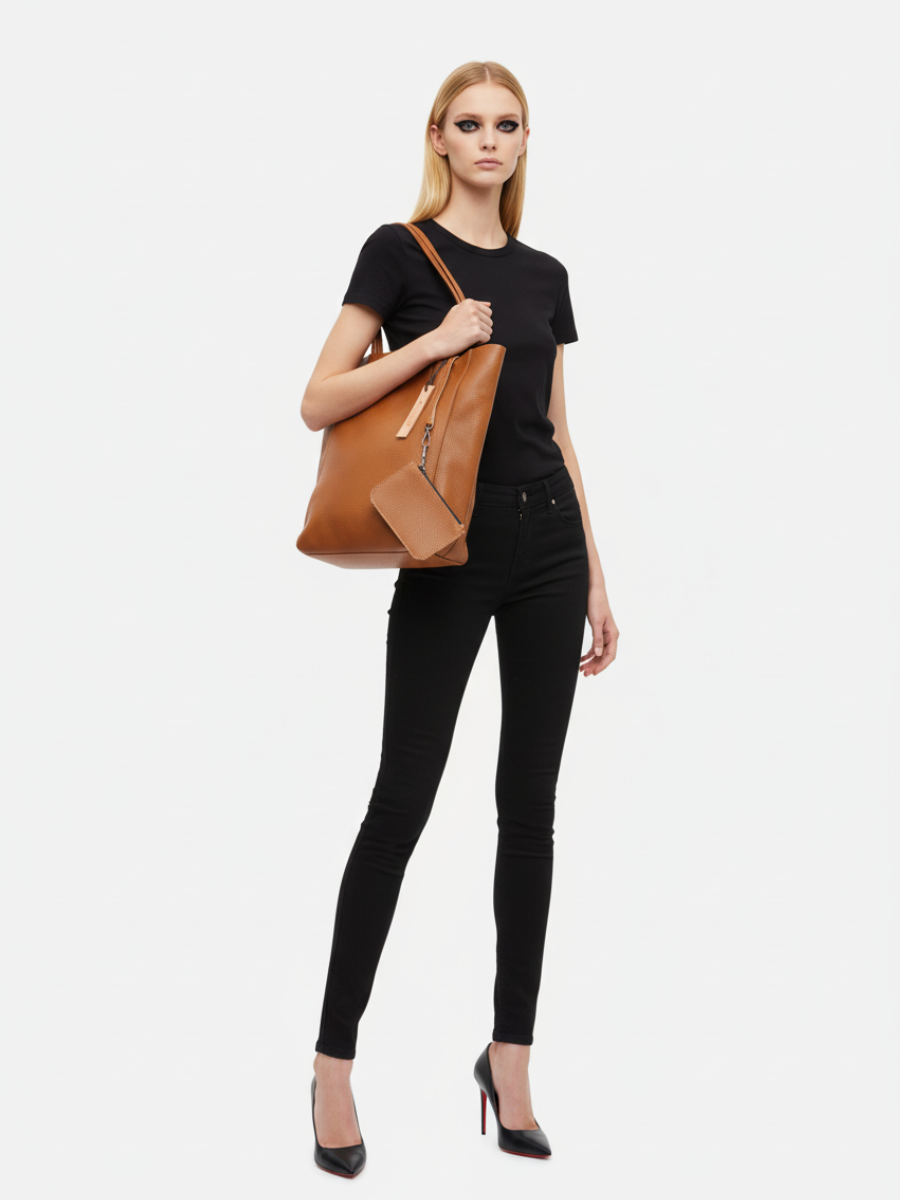 Tote Bag Média Symmetry em Couro Mink Brown