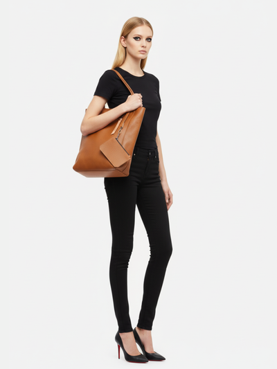 Tote Bag Média Symmetry em Couro Mink Brown