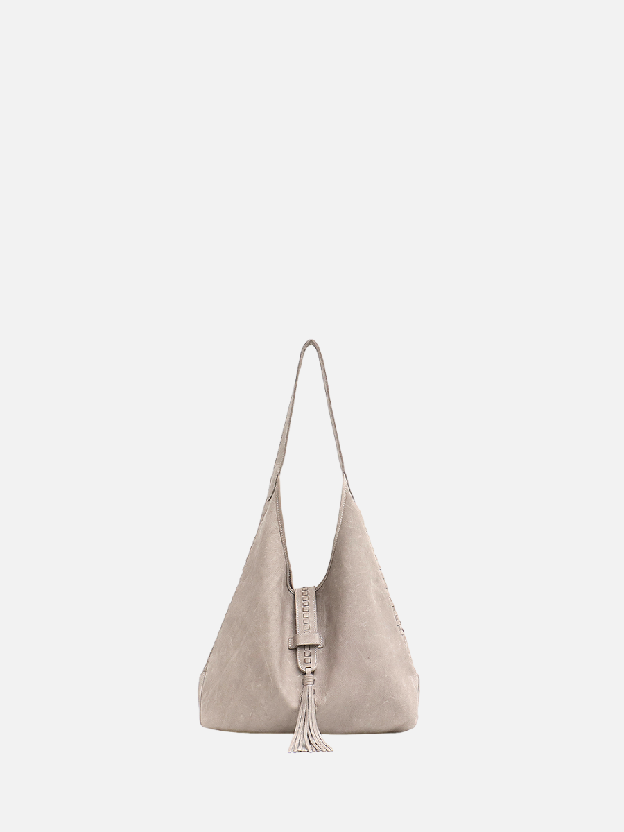 Bolsa de Ombro em Couro Canva Grey