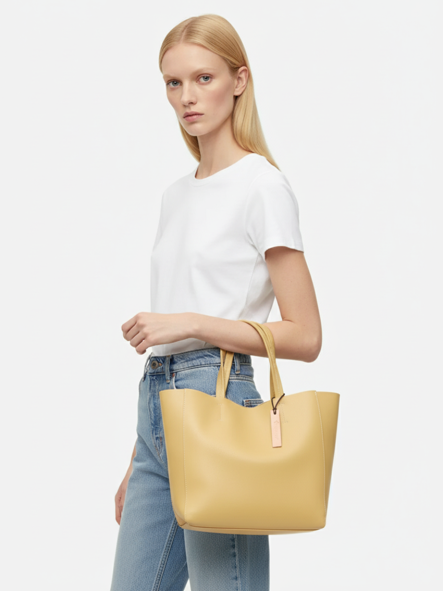 Bongo Medium Tote Bag in Fresh Yellow Leather 