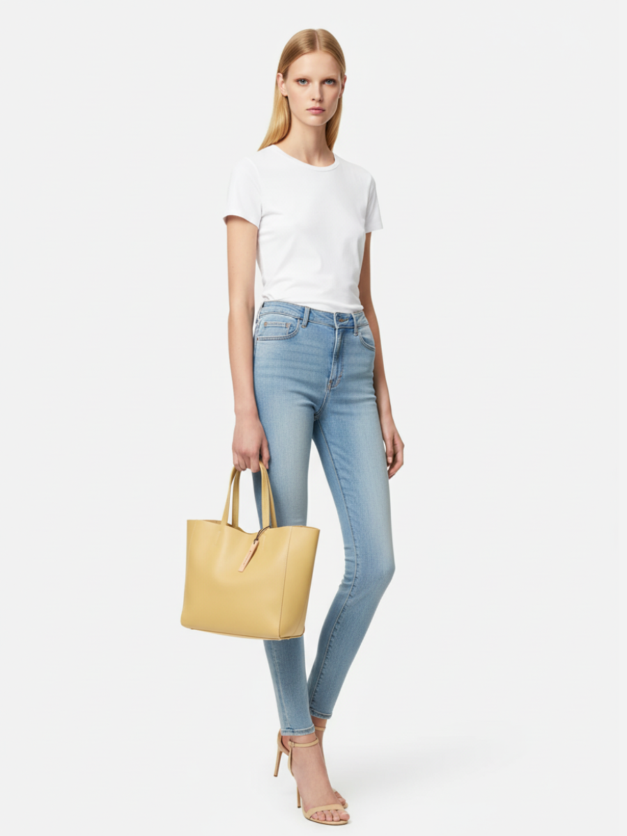 Bongo Medium Tote Bag in Fresh Yellow Leather 