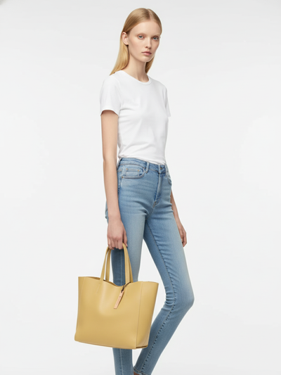 Bongo Medium Tote Bag in Fresh Yellow Leather 