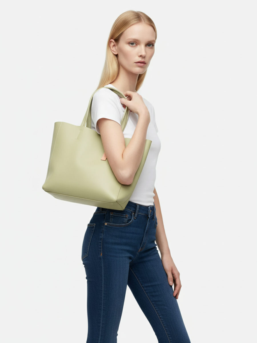 Bongo Medium Tote Bag in Mint Leather 