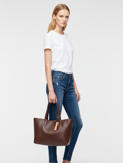 Large Bongo Tote Bag in Chocolate Leather 