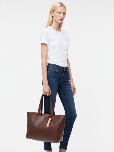 Large Bongo Tote Bag in Chocolate Leather 