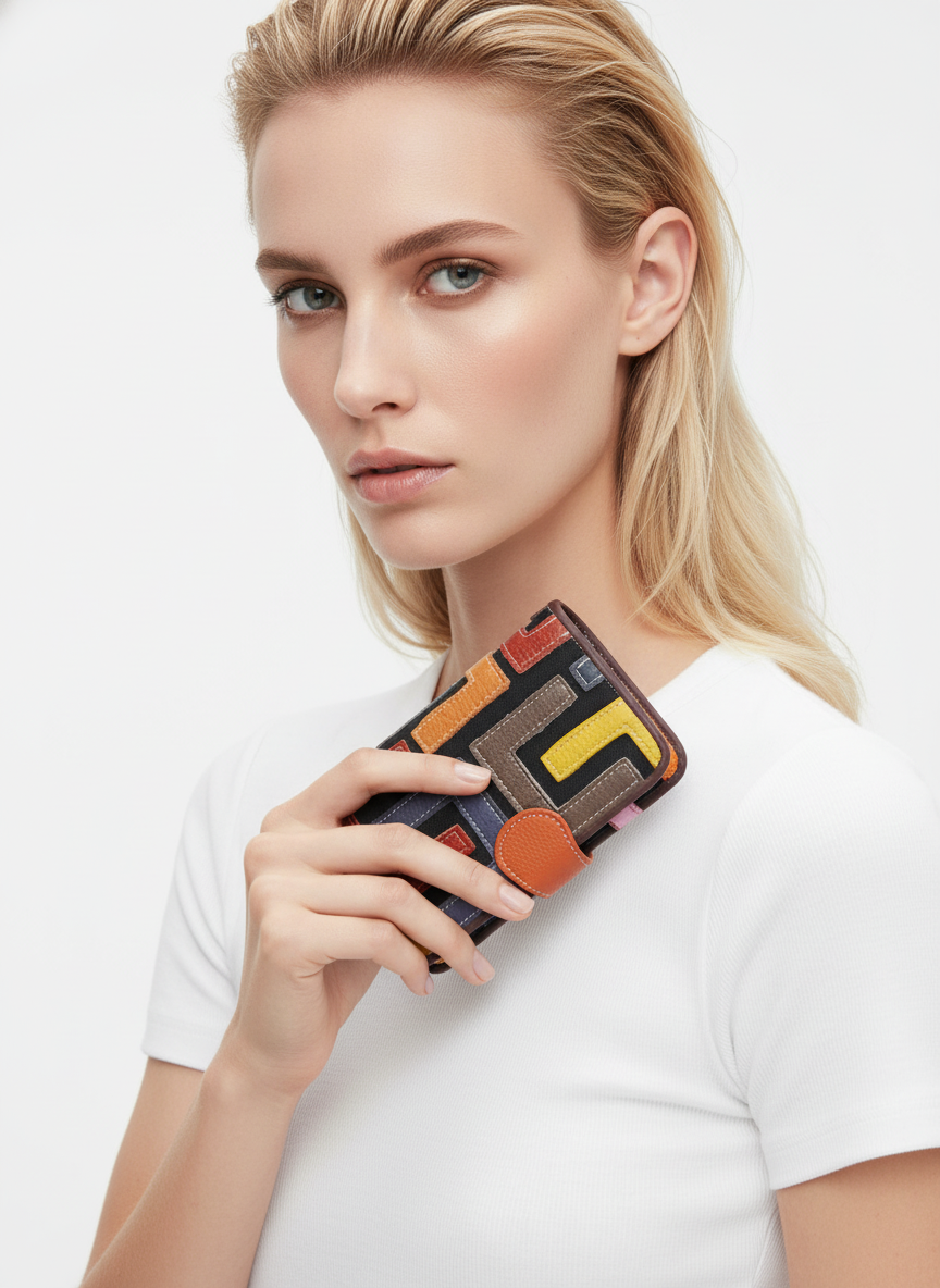 Small Leather Clutch with Applications 