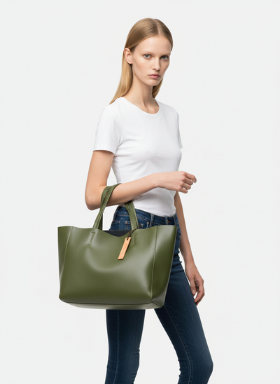 Large Bongo Tote Bag in Amazon Green Leather 